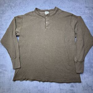 LL Bean Shirt Men L Brown River Driver Henley Wool Long Sleeve Casual‎ Outdoor